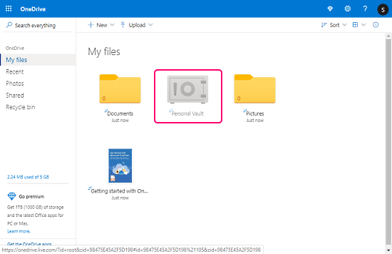 Set Up Your Personal Vault in One Drive 1