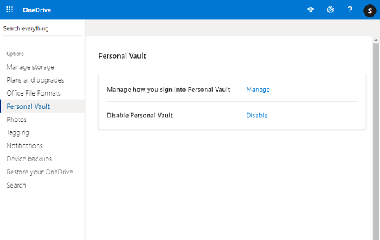 personal vault in one drive