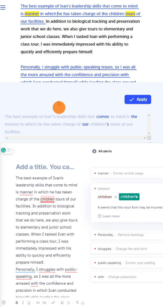 grammar correction tool for non-native english writers