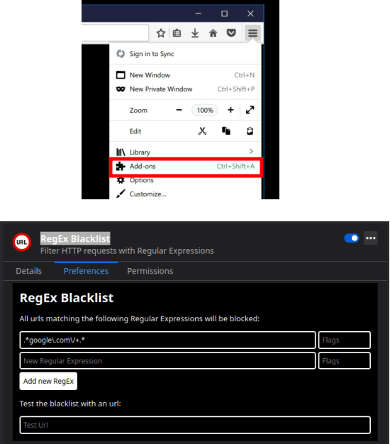 RegEx Blacklist in action