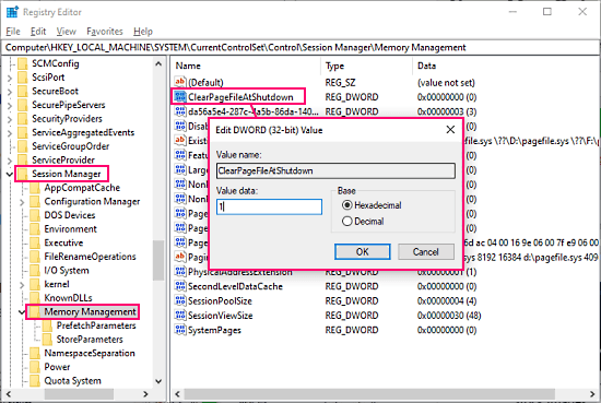 Set Pagefile.sys to Delete Automatically on Shutdown