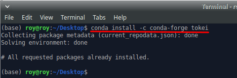 conda install tokei