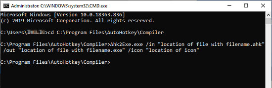 convert ahk to exe via command line