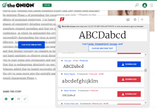 identify fonts from any website