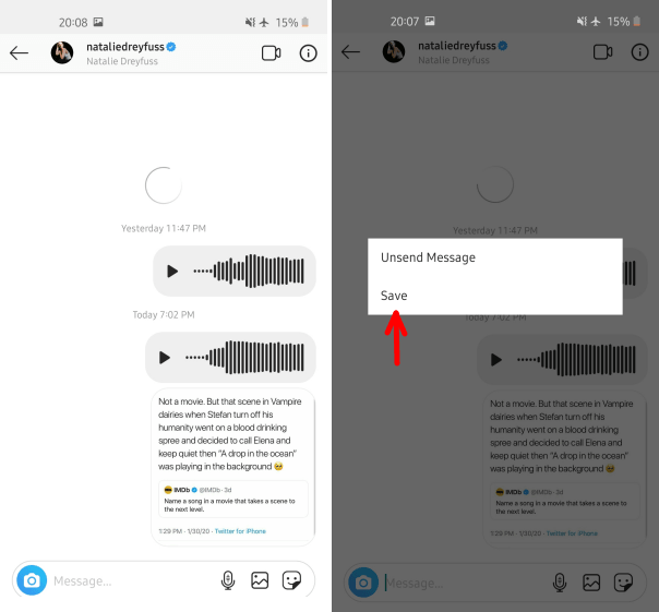 Save Instagram Voice Message