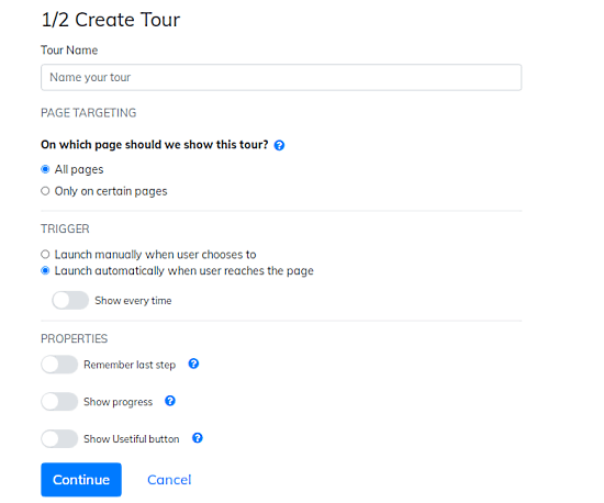 enter your product tour details