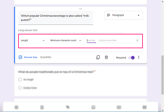 Enforce a minimum Response Length in Google Forms