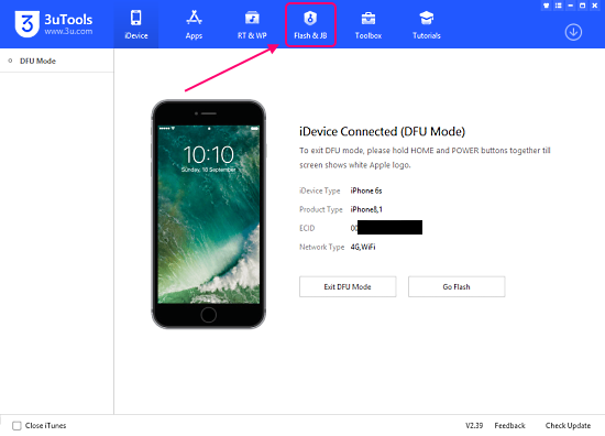 connect DFU mode iPhone to 3uTools