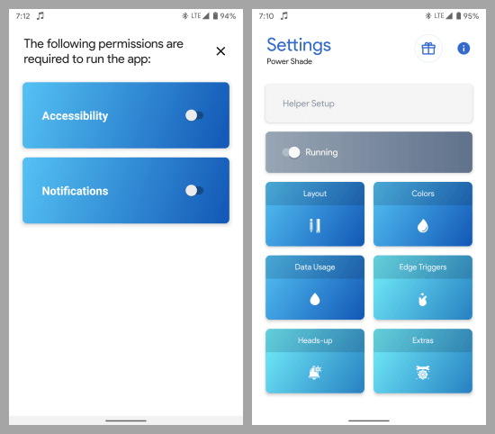 0power shade notification panel customizer