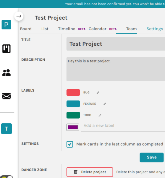 portabella project settings