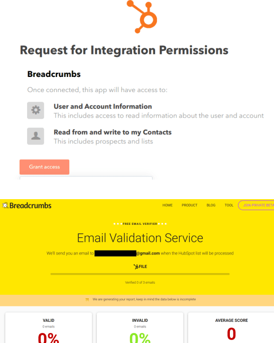 verify HubSpot email list breadcrums