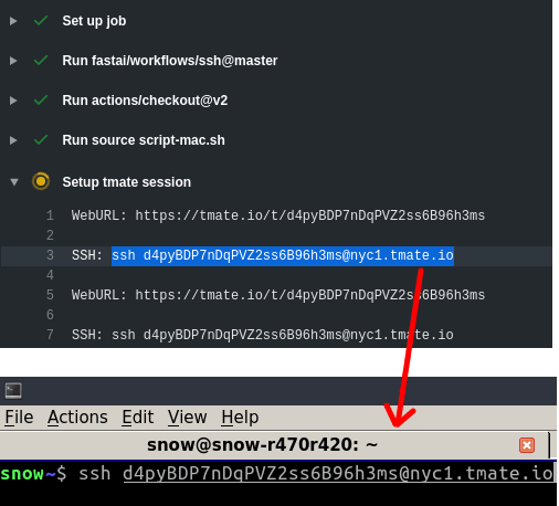 Fastmac Tmate SSH Link