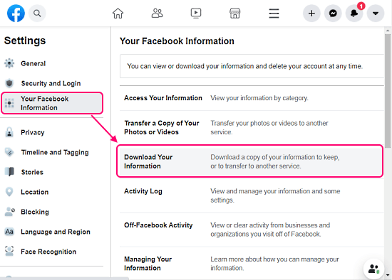 download facebook data