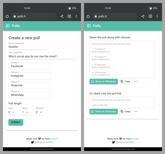 polls for whatsapp