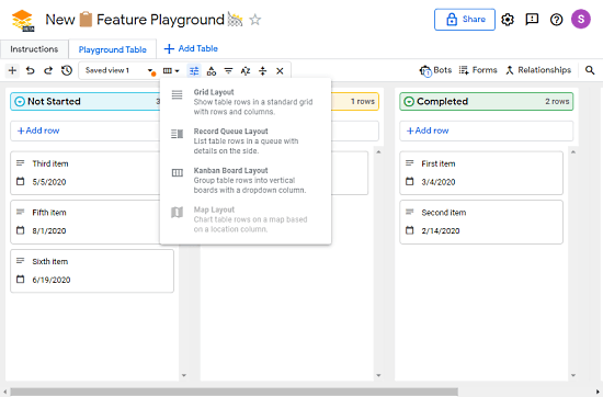 switch the table view as per data