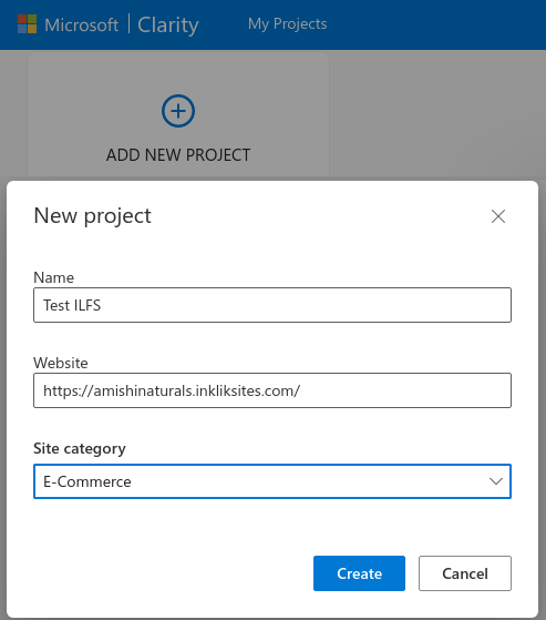 Add a new project Microsoft Clarity