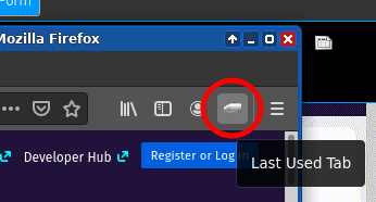 Last Used Tab toolbar icon