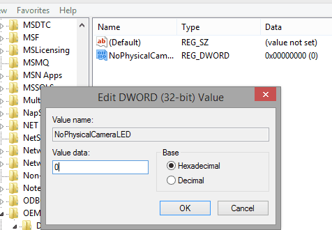 NoPhysicalCam Reg Key enable