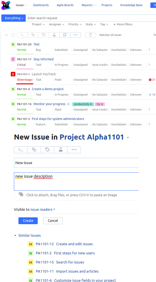YouTrack issues