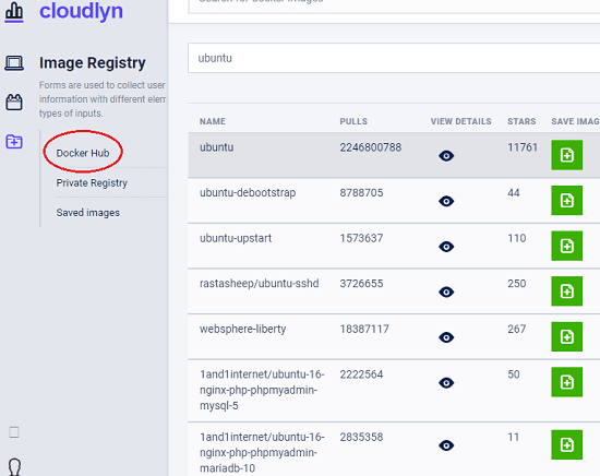 Cloudlyn docker hub integration