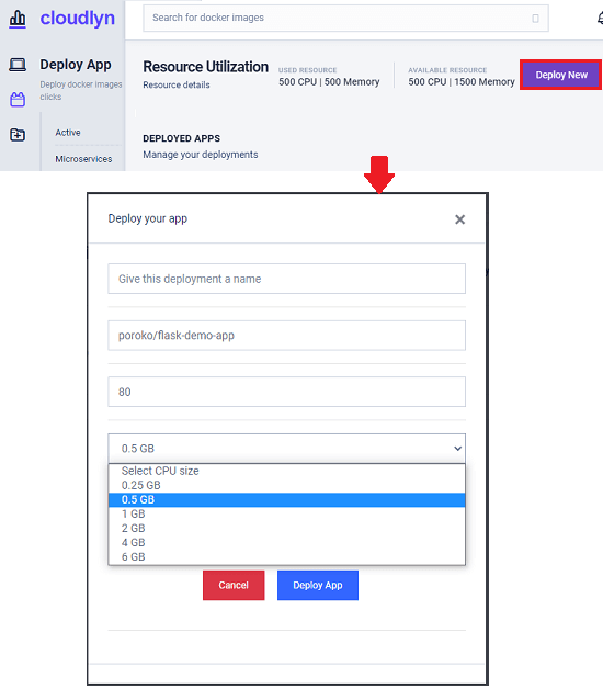 Cloudlyn host docker app