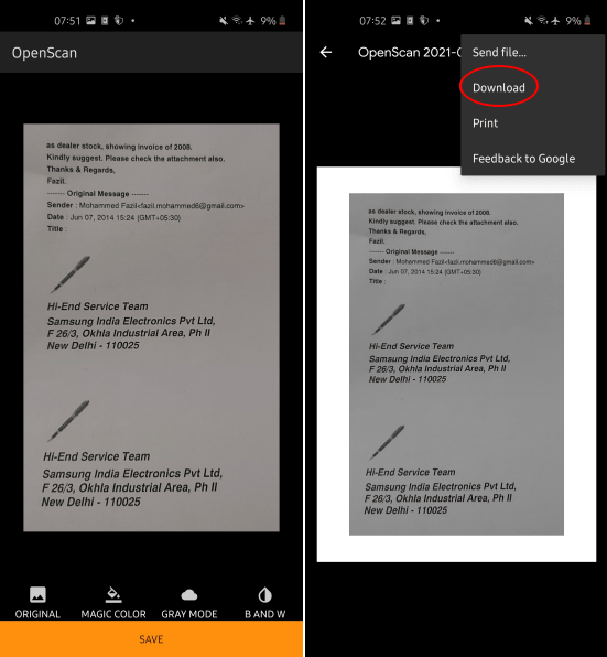 OpenScan Export