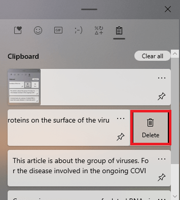 clipboard delete