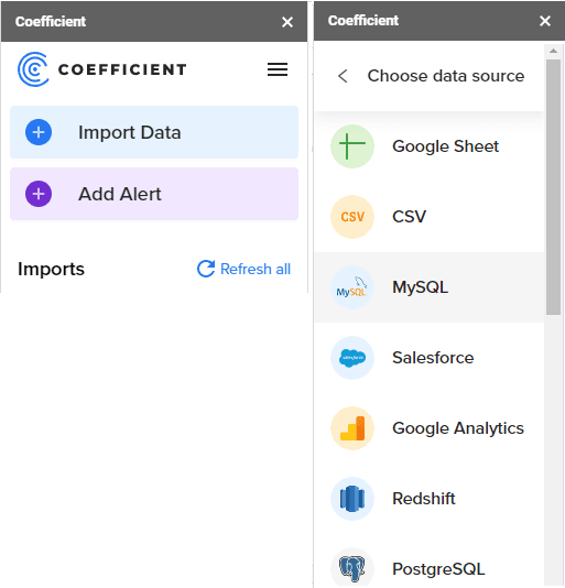 Coefficient choose database