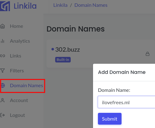 Linkila add and verify domains