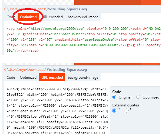 SVGX url encode and optimization