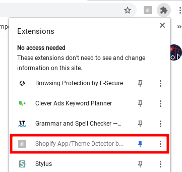 Shopify App Detector installed in Chrome
