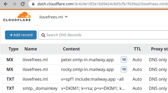 mailway domain settings