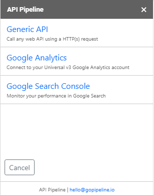 API Pipeline in Choose API Type