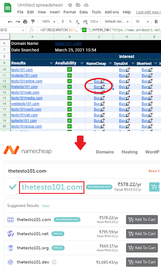 GSheetDomains in action