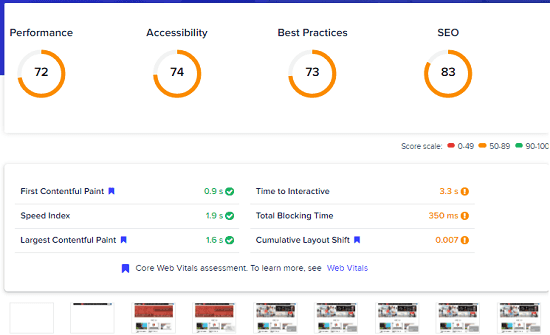 Google page experience checker to test websites for Google Core Web Vitals