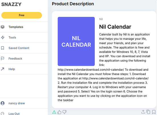 Snazzy AI Product description