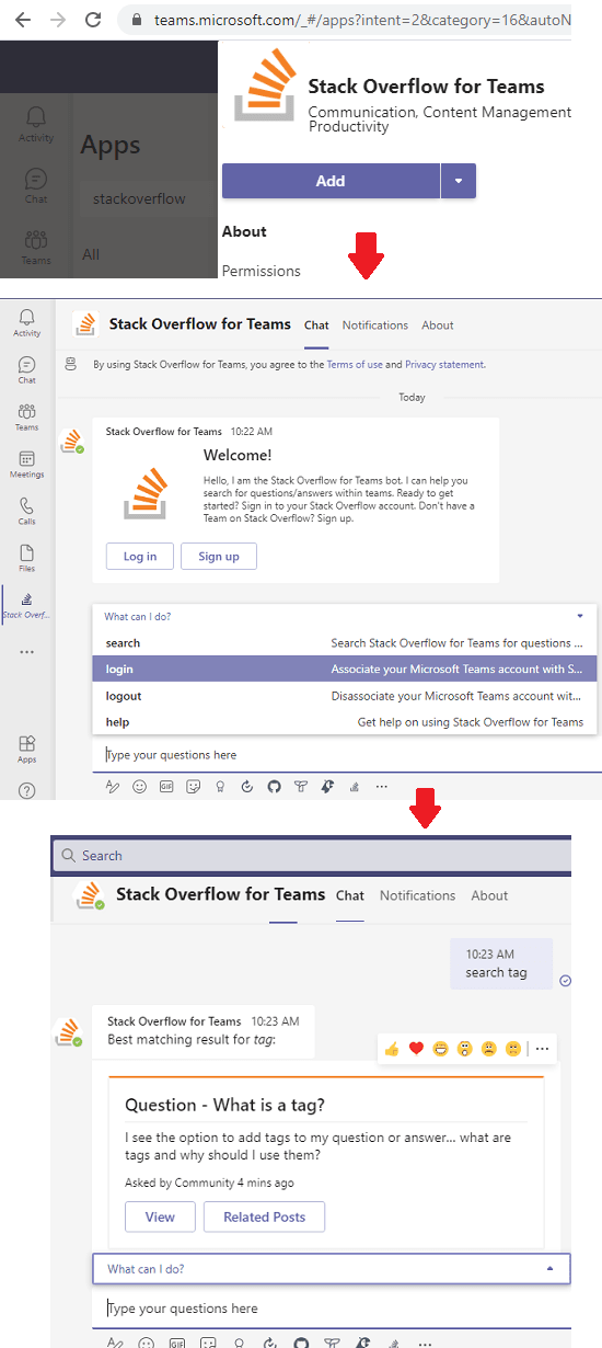 Stack Overflow for Teams access content from MS Teams