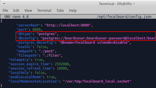 focalboard postgresql config