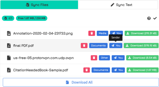 quick sync me file sharing in action