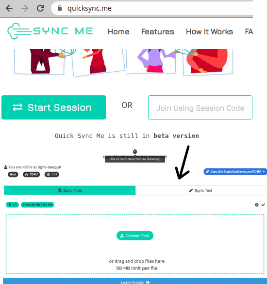 quick sync me session created