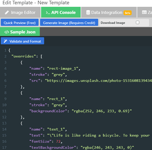 APITemplate JSON Data for Template