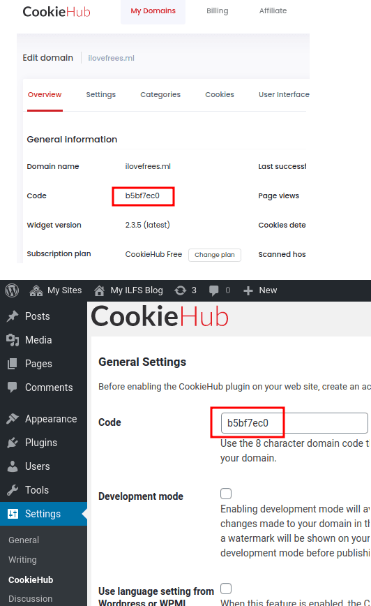 CookieHub code