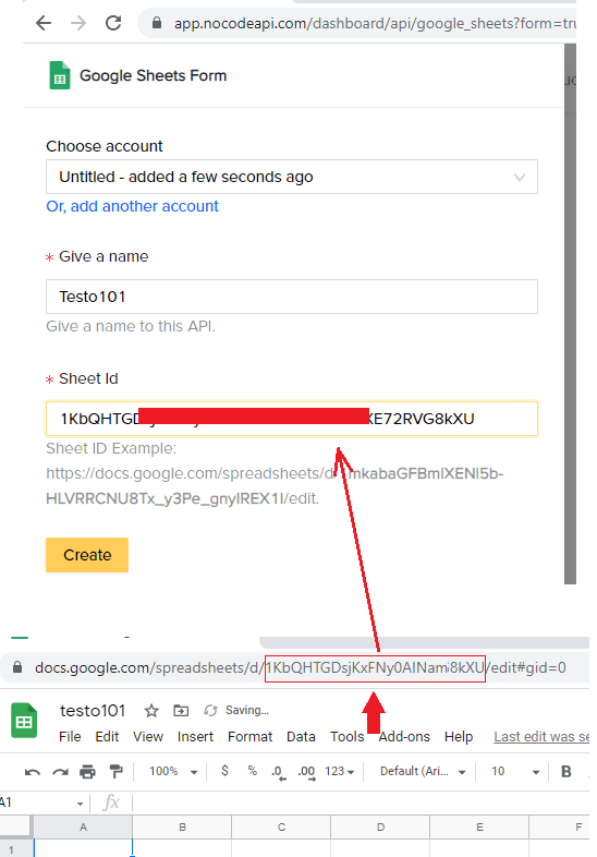 NoCodeAPI Specify Google Sheet ID