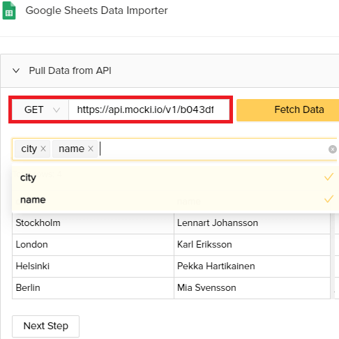 NoCodeAPI pull data from API