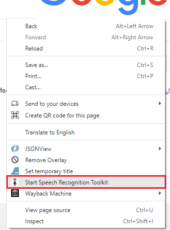 Speech to Text Web Forms Chrome Extension