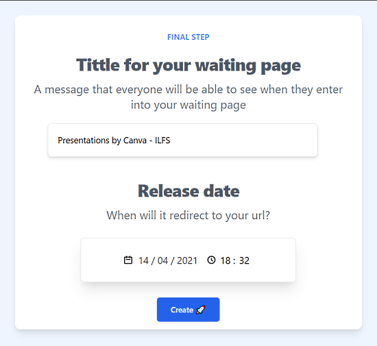 schedule url release for specific time