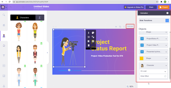 Animation setting