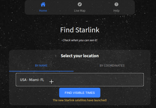 Find Starlink Home