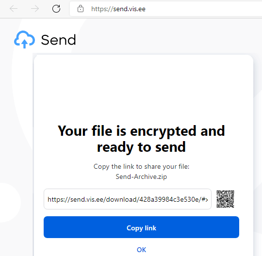 Firefox send shareable link