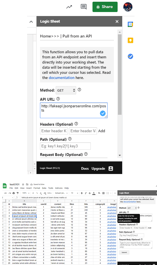 Logic Sheet API